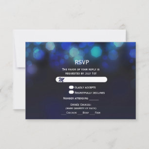 Midnight Sky Bokeh Lights RSVP Bruiloft Kaart invo