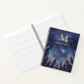 Midnight Sky Forest aangepaste naam Monogram Notitieboek (Binnen)