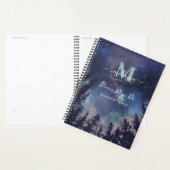 MIdnight Sky Forest Aangepaste naam Monogram Planner (Display)