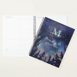MIdnight Sky Forest Aangepaste naam Monogram Planner