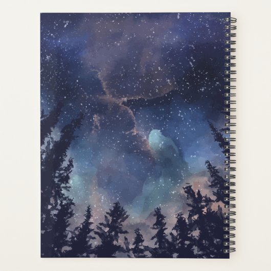 MIdnight Sky Forest Aangepaste naam Monogram Planner (Achterkant)