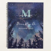 MIdnight Sky Forest Aangepaste naam Monogram Planner (Voorkant)