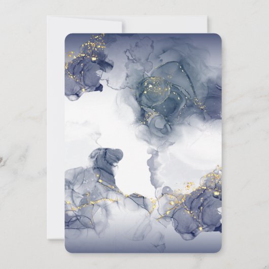 Midnight Sky & Gold Veins Moody Modern Wedding  Kaart (Achterkant)