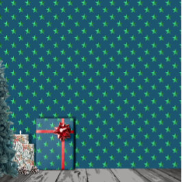 Midnight Sky Helder Groene Sterren Cadeaupapier