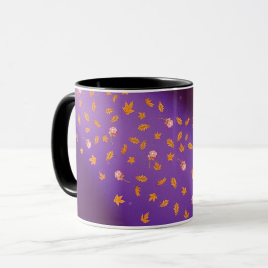 Midnight sky rozen en herfstbladeren mok (Voorkant links)