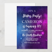 Midnight Sky & Shining Stars Galaxy Birthday Party Kaart (Voorkant / Achterkant)