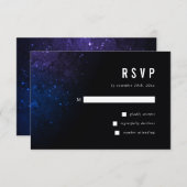 Midnight Sky & Shining Stars Galaxy Bruiloft RSVP Kaartje (Voorkant / Achterkant)