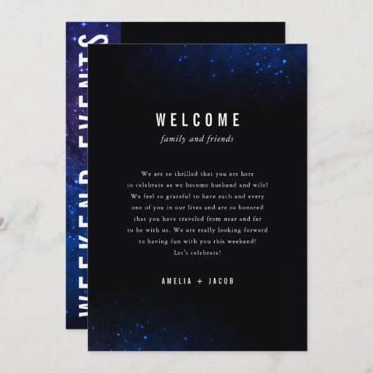 Midnight Sky Stars Galaxy Huwelijksreis Kaart (Voorkant / Achterkant)