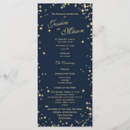 Midnight Sky Twinkle Navy Blauw en Goud Programmakaart