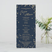 Midnight Sky Twinkle Navy Blauw en Goud Programmakaart (Staand voorkant)