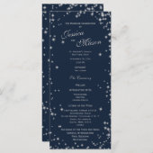 Midnight Sky Twinkle Navy blauw en zilver Programmakaart (Voorkant / Achterkant)