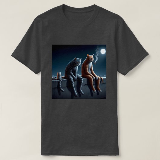 Midnight Smoking Cats Meme Art Funny Mood T-Shirts (Design voorkant)