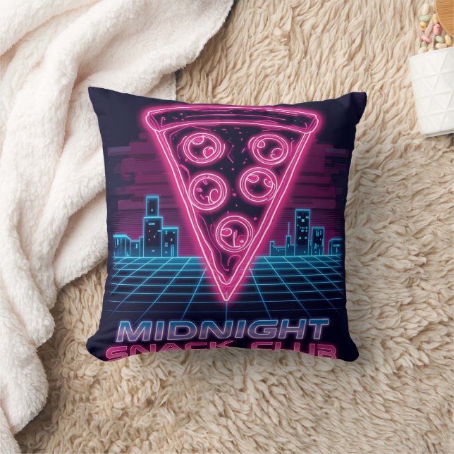 Midnight Snack Club - Neon Synthwave Pizza Slice T Kussen (Deken)