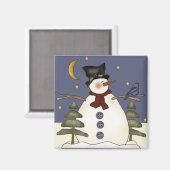 Midnight Sneeuwman Kerstmis en Winter Magnet (Voorkant / Achterkant)