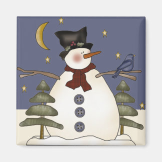 Midnight Sneeuwman Kerstmis en Winter Magnet