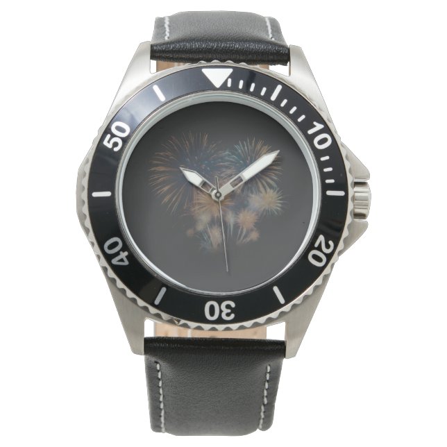 Midnight Spark: 2026 Vuurwerk Herenhorloge Horloge (Voorkant)