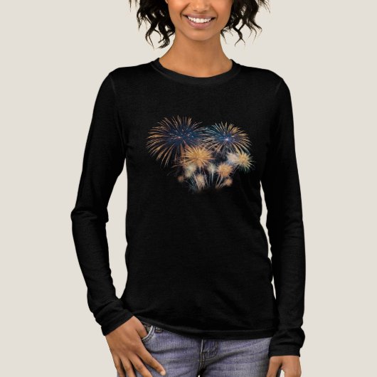 Midnight Spark: Fireworks 2026 Long Sleeve Tee Tri-Blend Shirt (Voorkant)
