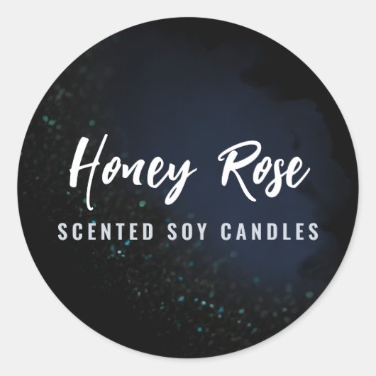 Midnight Sparkle Navy Blue Candle Labels (Voorkant)