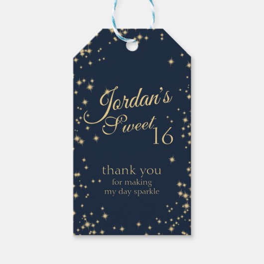 Midnight Sparkle Sweet 16 Cadeaulabel (Voorkant)
