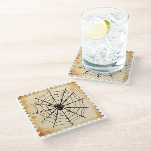 Midnight Spinner - Halloween Glazen Onderzetter (Schuin)