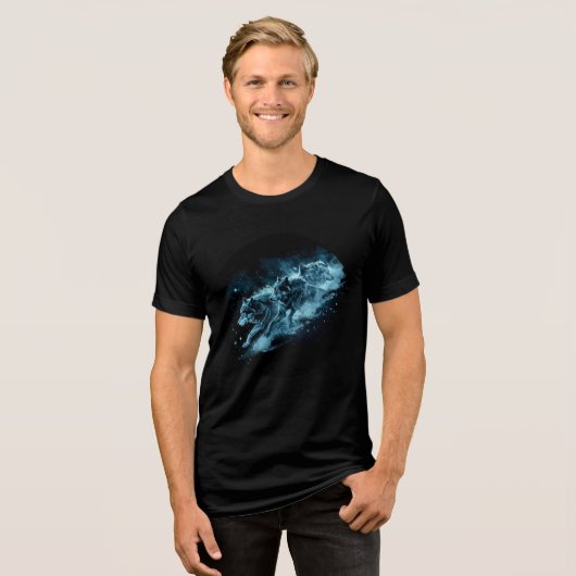 Midnight Star Wolves Running Print Tri-Blend Shirt (Voorkant volledig)