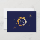 Midnight Stars Navy Blue Wedding RSVP Kaart (Achterkant)