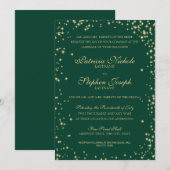 Midnight Stars Twinkle Sky Emerald Wedding Kaart (Voorkant / Achterkant)