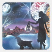 Midnight Stroll Vierkante Sticker (Voorkant)