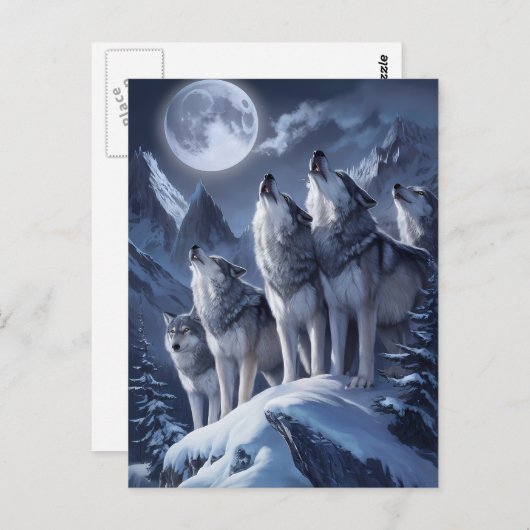 Midnight Summit Wolves Trio Briefkaart (Voorkant / Achterkant)