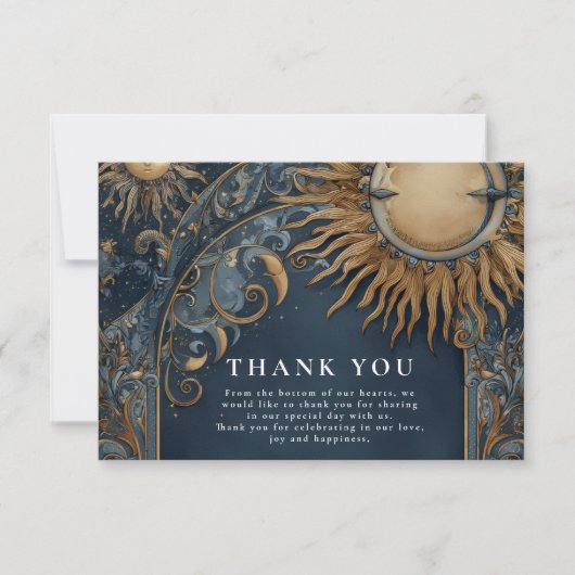 Midnight Sun Celestial Wedding Bedankkaart (Voorkant)