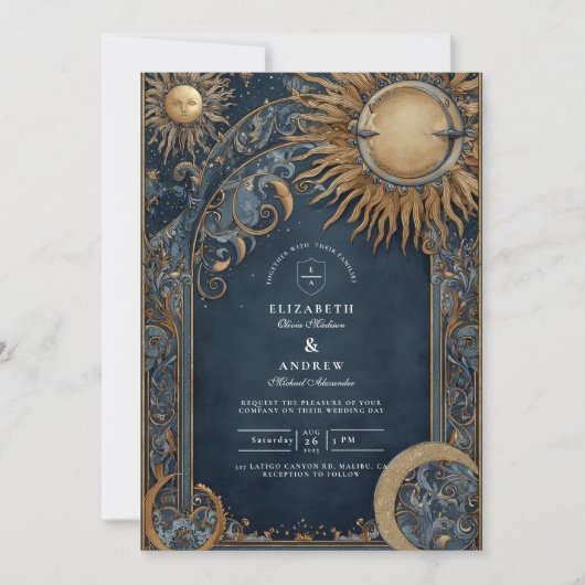 Midnight Sun Celestial Wedding Kaart (Voorkant)