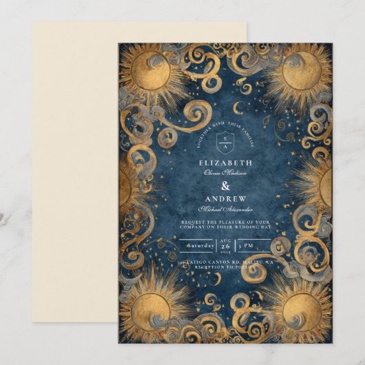 Midnight Sun Celestial Wedding Kaart (Voorkant / Achterkant)