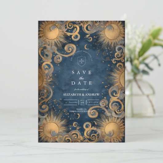 Midnight Sun Celestial Wedding Save The Date (Staand voorkant)