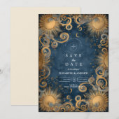 Midnight Sun Celestial Wedding Save The Date (Voorkant / Achterkant)