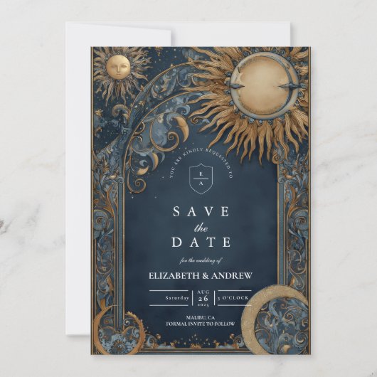 Midnight Sun Celestial Wedding Save The Date (Voorkant)