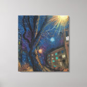 Midnight Sun, Night Street Tree Landscape Paintin Canvas Afdruk (Voorkant)