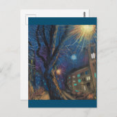Midnight Sun, Night Street Tree Landscape Painting Briefkaart (Voorkant / Achterkant)