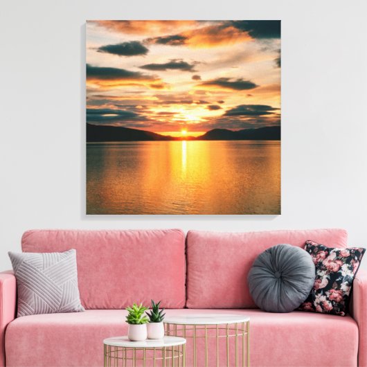 Midnight Sun, Noord-Noorwegen Canvas Afdruk (Insitu (Woonkamer))
