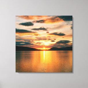 Midnight Sun, Noord-Noorwegen Canvas Afdruk