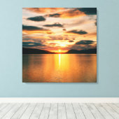 Midnight Sun, Noord-Noorwegen Canvas Afdruk (Insitu (Houten vloer))