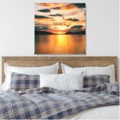Midnight Sun, Noord-Noorwegen Canvas Afdruk (Insitu (Slaapkamer))