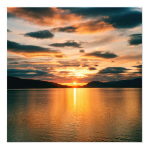 Midnight Sun, Noord-Noorwegen Foto Afdruk