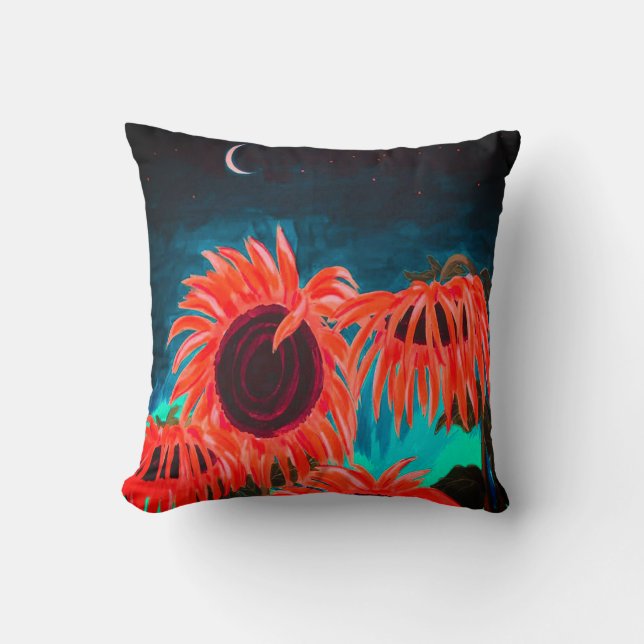 Midnight Sunflower Sierkussen (Voorkant)