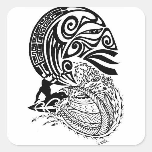 Midnight Surf Vierkante Sticker (Voorkant)