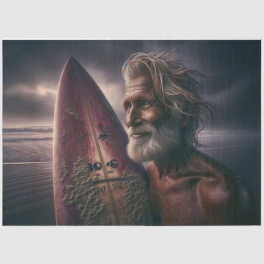 Midnight Surfboard en Surfer Decoupage Papier (Voorkant)