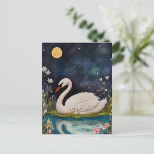 Midnight Swan-Briefkaart Briefkaart (Staand voorkant)