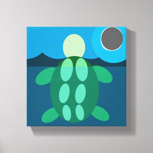 Midnight swim turtle on canvas (Voorkant)