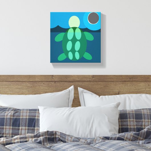 Midnight swim turtle on canvas afdruk (Insitu (Slaapkamer))