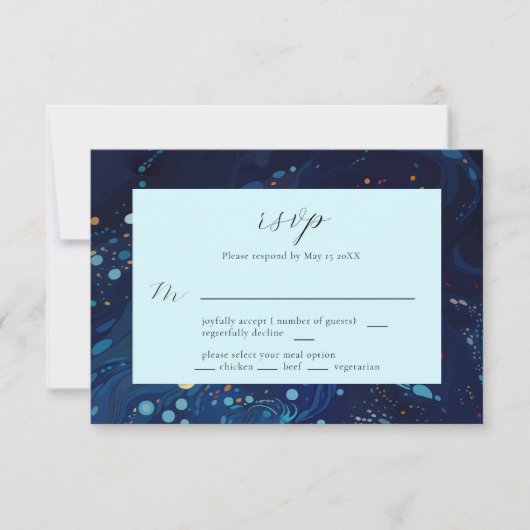 Midnight Swirls Wedding RSVP Kaart (Voorkant)