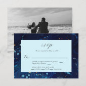 Midnight Swirls Wedding RSVP Kaart (Voorkant / Achterkant)